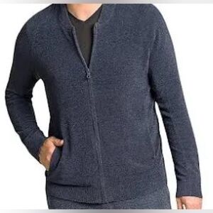 NWT Barefoot Dreams CozyChic Ultra Lite Zip-Front Sweater Indigo size Large